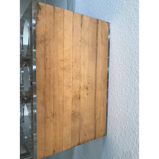 Mid Century Modern Vintage Lucite Acrylic and Butcher Block Wood Wine Rack For Sale - Image 9 of 10