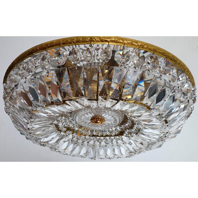 Brass and Lead Crystal 6-Light Chandelier from Palwa, 1960s For Sale - Image 4 of 7