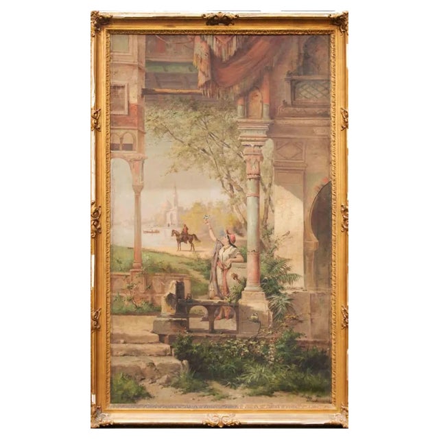 Giulio Rosati, Oriental Scene, 19th Century, Oil on Canvas, Framed For Sale