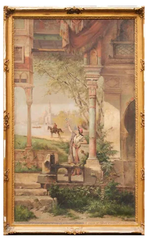 Giulio Rosati, Oriental Scene, 19th Century, Oil on Canvas, Framed