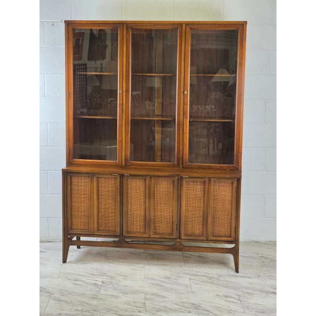 1960s Mid Century Display Cabinet With Cane Front Panels For Sale - Image 4 of 7