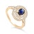 Ink Blue 14k Gold Blue Sapphire Halo Diamond Ring Size 6.5 For Sale - Image 8 of 12