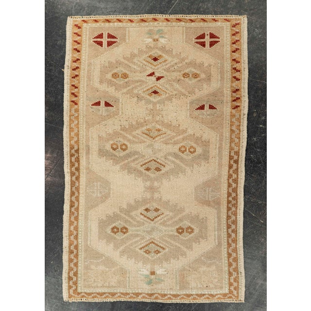 Taupe Turkish Mini Rug Oriental Hand Knotted Vintage Rug 1'10" x 2'10" #21045 For Sale - Image 8 of 8