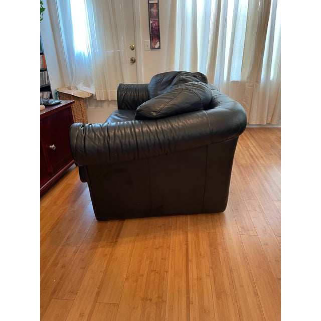 Animal Skin Vintage Maurice Villency Black Leather Goose Down Love Seat For Sale - Image 7 of 7