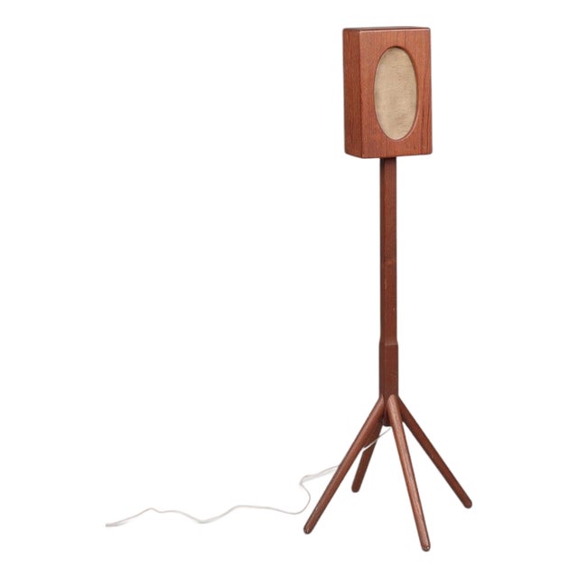 1950s Teak Floor Speaker on Tripod Base For Sale