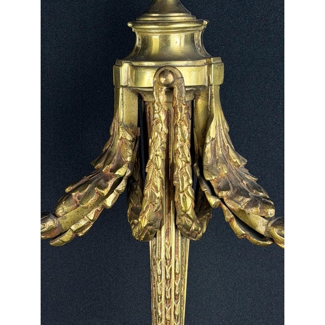 Gold Antique French Louis XVI Gilt Bronze Two-Light Wall Sconce, 1890s For Sale - Image 8 of 11