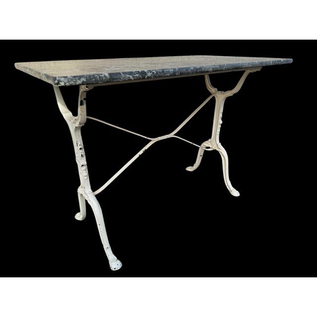 1900 - 1909 Antique French Cast Iron & Marble Bistro Table, 1900s For Sale - Image 5 of 16