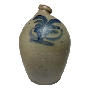 Antique Blue Salt Glazed Decorated Stoneware Jug by Cowden & Wilcox Harrisburg, Pennsylvania