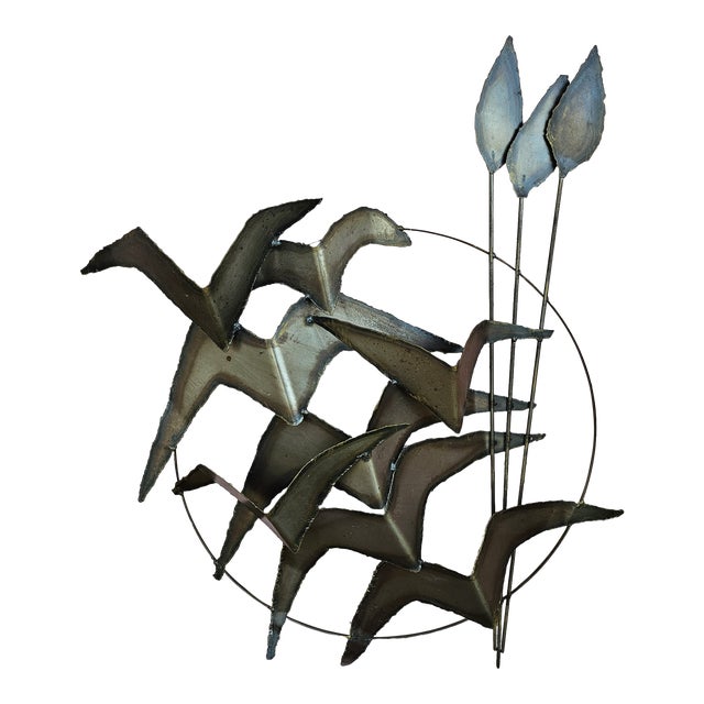 Mid Century Modern Abstract Metal Bird Sculpture Wall Hanging After Curtis Jere Chairish