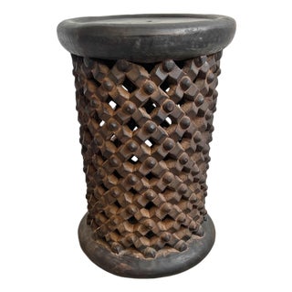 Vintage Bamileke Tribal Modern Tall Side Table Stool For Sale
