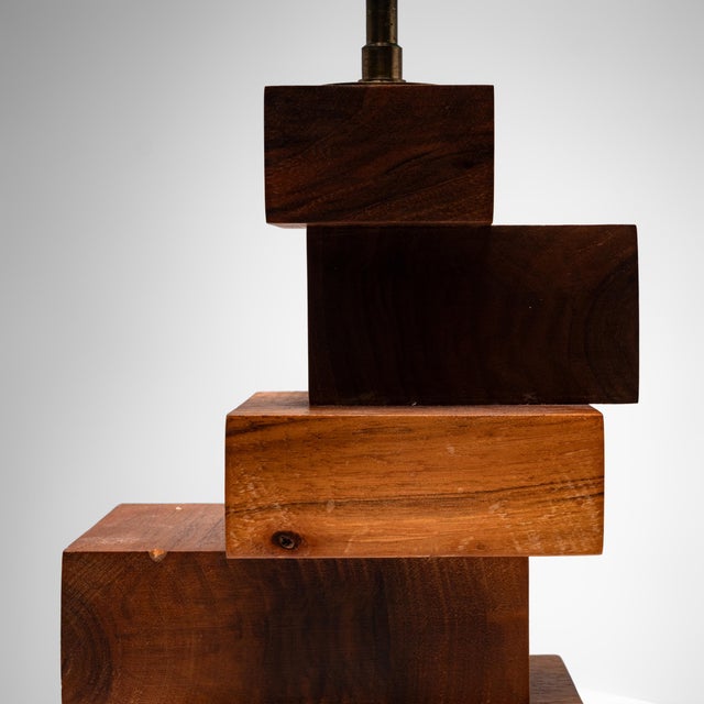 Vintage French Teak Table Lamp, 1970s For Sale - Image 6 of 8