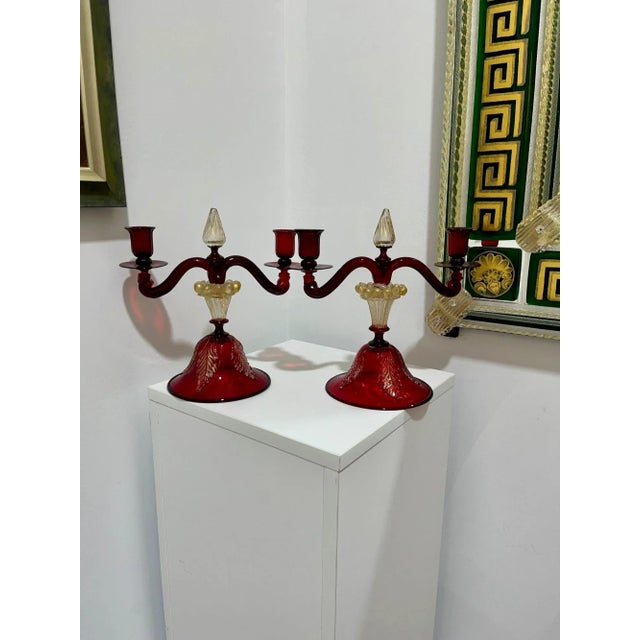 Vintage Murano Glass Candelabras For Sale - Image 12 of 12