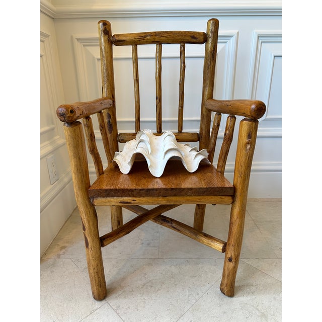 Vintage Handmade Small (Child) Size Rustic Carved Log Wood Chair For Sale - Image 17 of 18