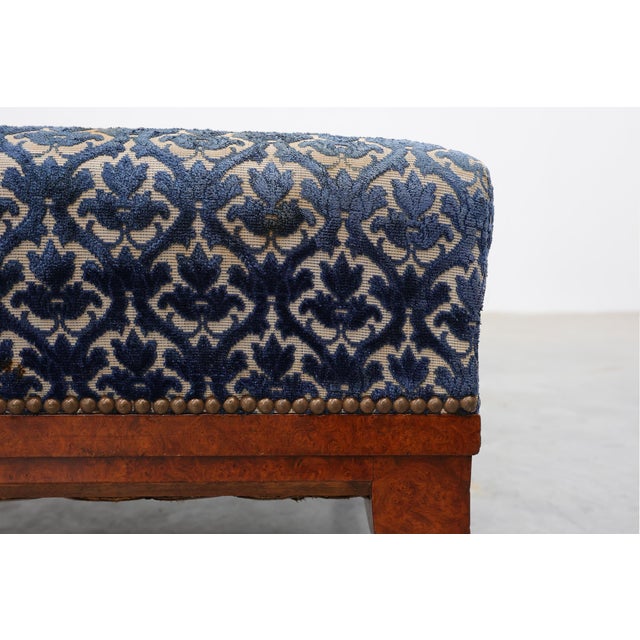 Wood 20th Century Art Deco Upholstered Ottoman with Sabre Legs, France, 1950s For Sale - Image 7 of 11