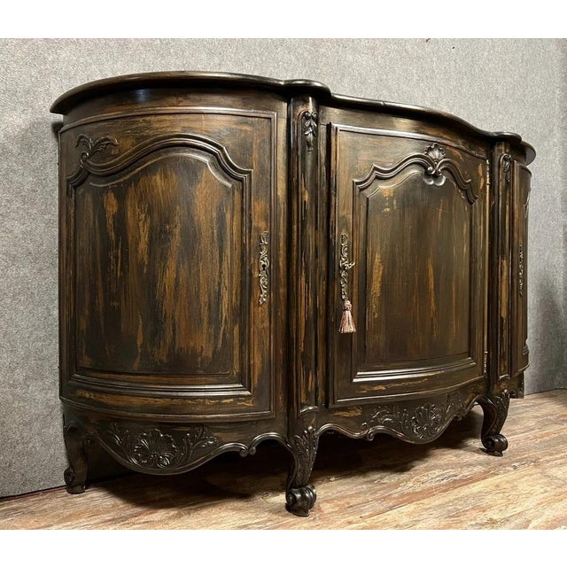 Antique Louis XV Style Sideboard in Lacquered and Stained Wood, 1900s For Sale - Image 4 of 9