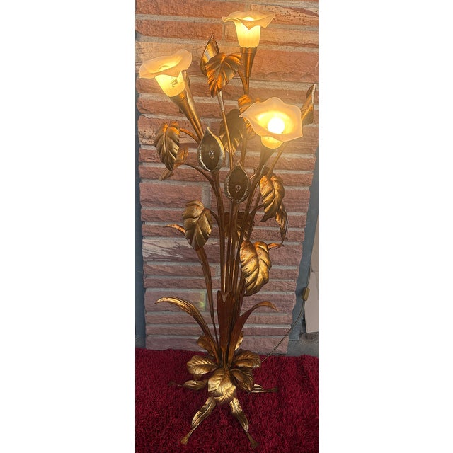 Gold-Plated Metal and Glass Shade Floor Lamp from Hans Kögl, 1960s For Sale - Image 11 of 11