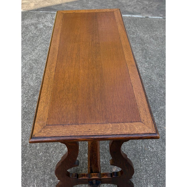 Mid 20th Century Vintage Spanish Revival Console Trestle Table For Sale - Image 5 of 10