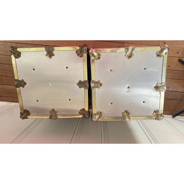 For your consideration is a striking, matching pair of vintage industrial aluminum/sheet metal camp chests. Featuring...
