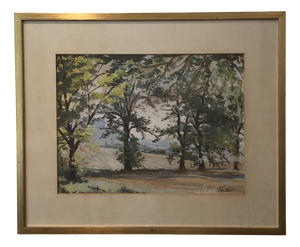 Ettore Verdesi, A la campagne, 1984, Watercolor on Paper, Framed