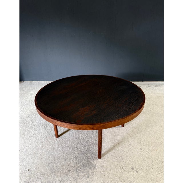1960s Mid-Century Modern Scandinavian Teak Coffee Table with Copper Inlay, Denmark, 1960s For Sale - Image 5 of 15