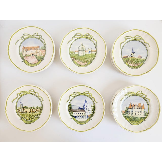 Vintage Longchamp French Country "Wine Chateau" Appetizers Plates - Set of 24 For Sale In New York - Image 6 of 18