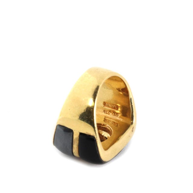 Late 20th Century Ming's Citrine & Onyx 18k Yellow Gold Hematite 15.5mm Wide Ring LIQUIDTION! For Sale - Image 5 of 6