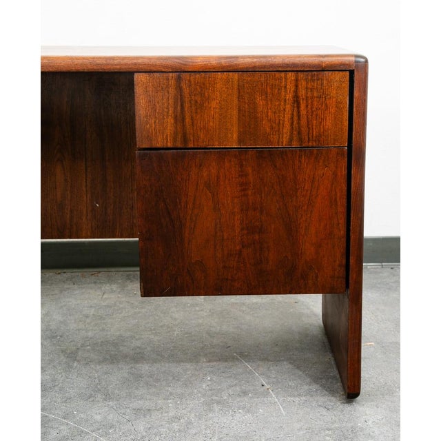 Mid Century Modern Desk Office Credenza Walnut 5 Drawer Wood File Vintage MCM For Sale - Image 11 of 11