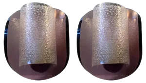 Vintage Italian Purple Acrylic Glass Sconces, Set of 2