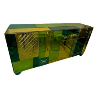 Venetian Engraved Murano Glass TV Cabinet, 1970s For Sale