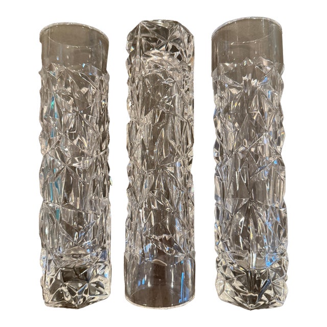 Set of Tiffany Cut Crystal Bud Vases For Sale