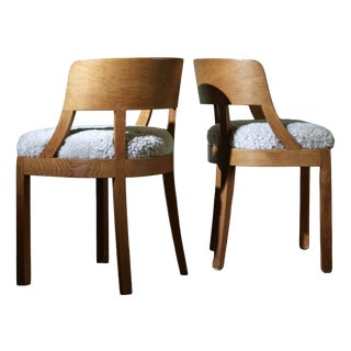 Oak Chairs with Merino Upholstered Cushions from Rud. Rasmussens Snedkerier, 1940s, Set of 2 For Sale