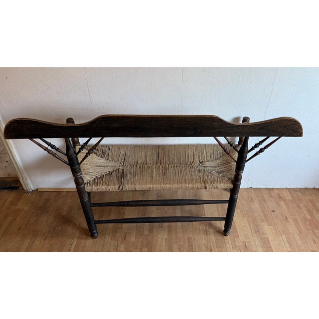 Vintage Dutch Wicker Wooden Armchair and Sofa, 1920s, Set of 2 For Sale - Image 12 of 17