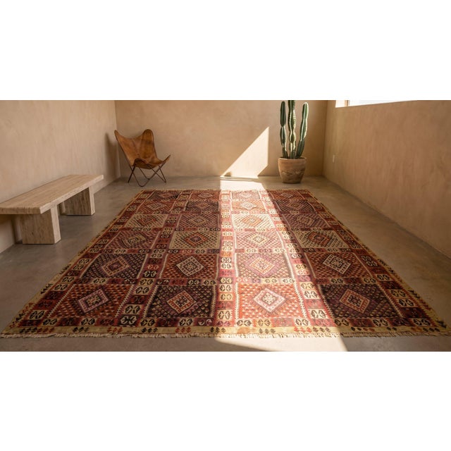 Textile 19th Century Turkish Sivas Flat-Weave ( 9'6" x 13'4" - 290 x 406 ) For Sale - Image 7 of 9