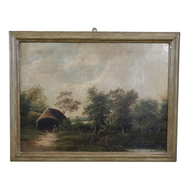English Landscape, Oil Painting on Canvas, Late 19th Century, Framed For Sale