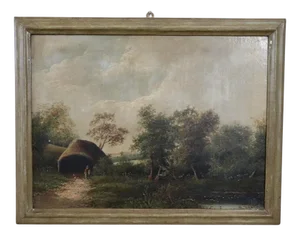 English Landscape, Oil Painting on Canvas, Late 19th Century, Framed