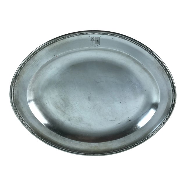 Large Silver Armorial Hallmark Oval Platter For Sale