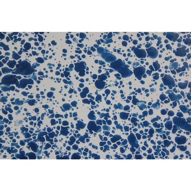 Large Vintage Blue and White Graniteware / Spatterware Tray For Sale - Image 10 of 12