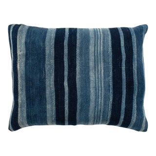 Rich Faded Indigo Stripe Cushion For Sale