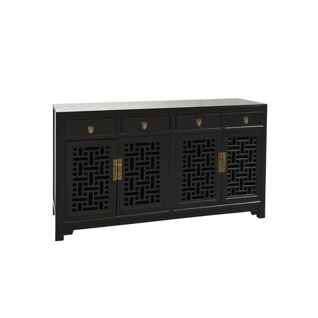 Discover the perfect fusion of style and utility with our versatile Black Lacquer Console Cabinet. Featuring a sleek,...