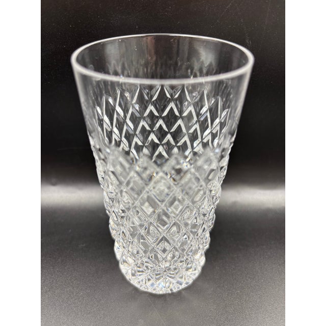 Mid 20th Century Cut Crystal Highball Tumblers With Diamond Pattern - 5 Piece Set For Sale - Image 9 of 12