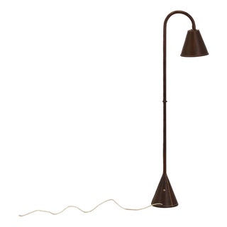 Reading Floor Lamp in Leather by Jacques Adnet for Valenti, Spain, 1970s For Sale
