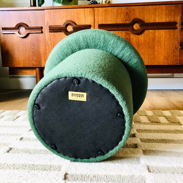 Olive Mushroom Ottoman in Moss Wool For Sale - Image 8 of 9