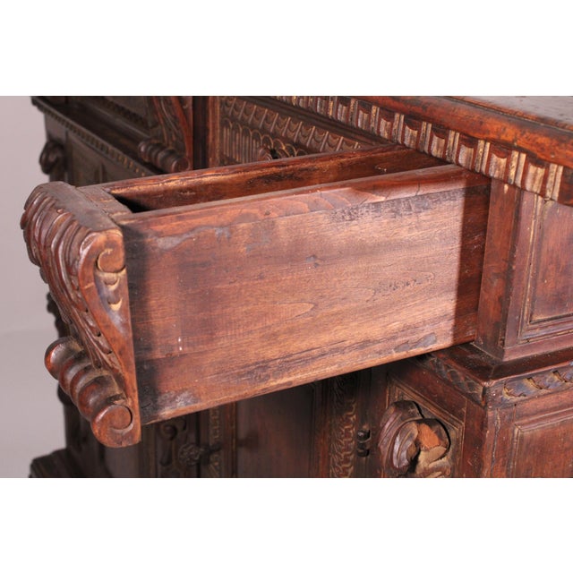 Antique Baroque Style Walnut Credenza For Sale - Image 12 of 13