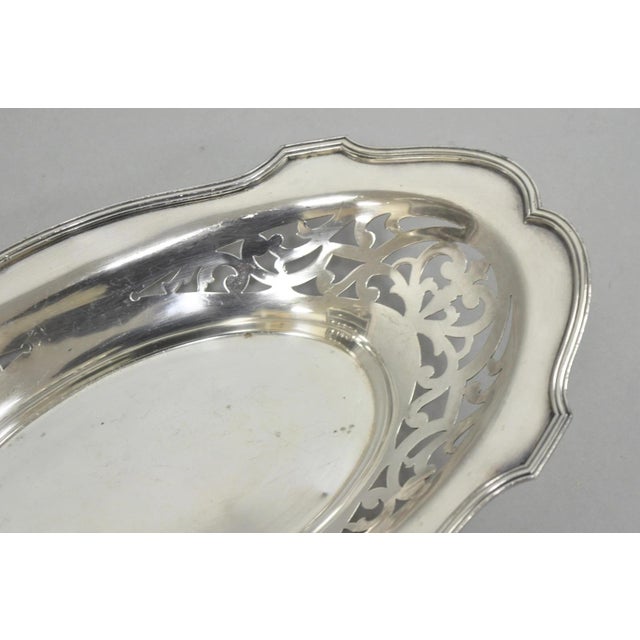 Antique Victorian Silver Plated Oval Reticulated Trinket Dish Tray by l.b.s. Co For Sale - Image 4 of 11