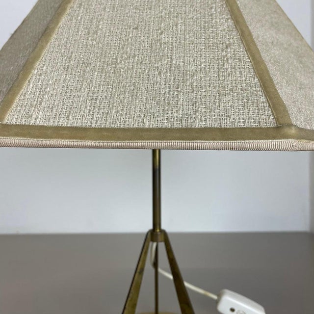 Austrian Tripod Brass Table Light in the style of Kalmar, 1960s For Sale - Image 9 of 17