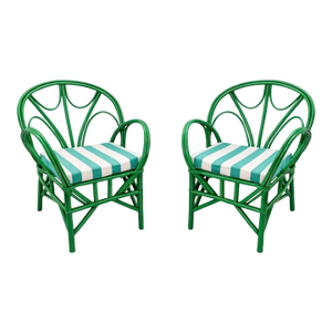 Pair of Vintage Moroccan-Style Bentwood Armchairs – Garden Green