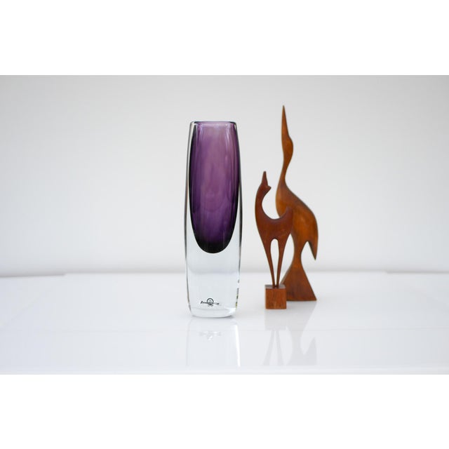 Mid-Century Art Vase in Purple Sommerso Glass by Gunnar Nylund for Strömbergshyttan, Sweden For Sale - Image 5 of 11