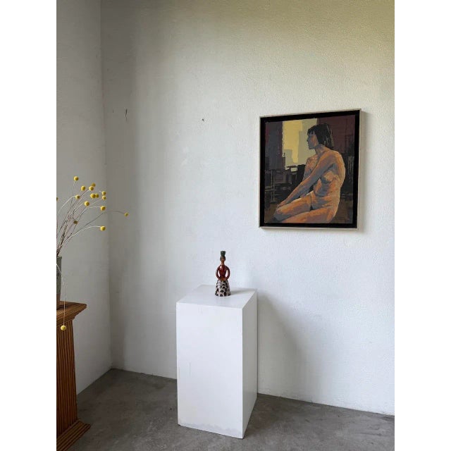 Antique ceramic candlestick depicting a woman from the Alsatian pottery village of Soufflenheim. Probably from the 1920s...