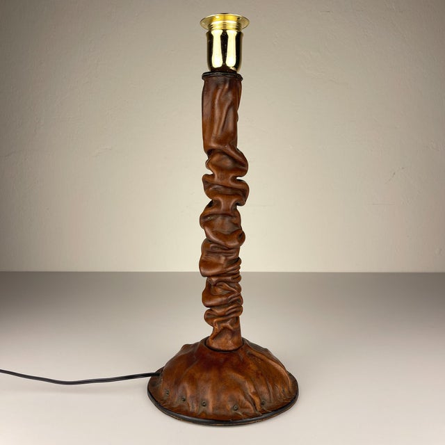 Vintage Italian Leather Table Lamp, 1950s For Sale - Image 9 of 18