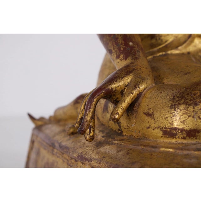 Burmese Artist, Worshipping Monk, 1800s, Gilded Bronze For Sale - Image 5 of 15